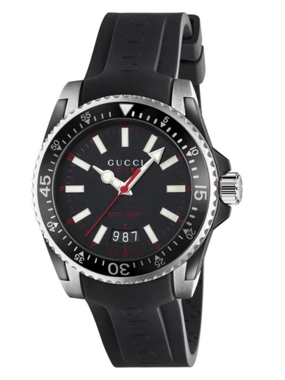 Gucci Men's Watch Black dial with black rubber strap ya136303